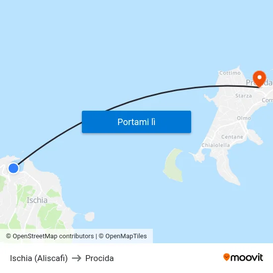 Ischia (Aliscafi) to Procida map