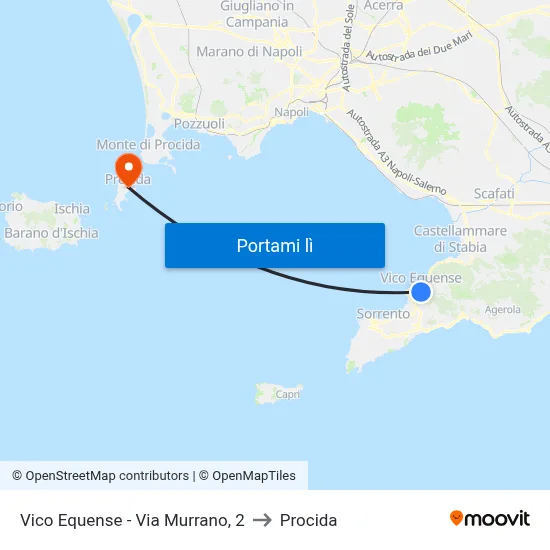 Vico Equense - Via Murrano, 2 to Procida map