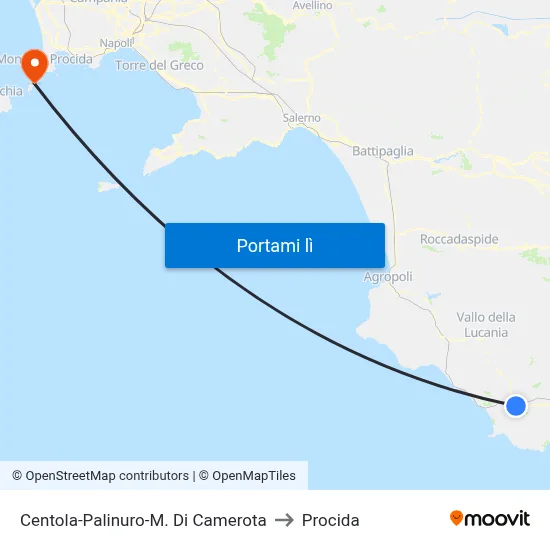 Centola-Palinuro-M. Di Camerota to Procida map