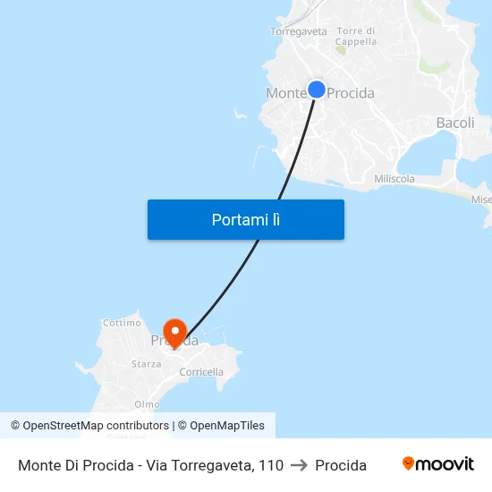 Monte Di Procida - Via Torregaveta, 110 to Procida map