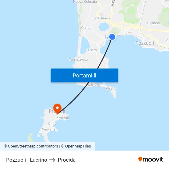 Pozzuoli - Lucrino to Procida map