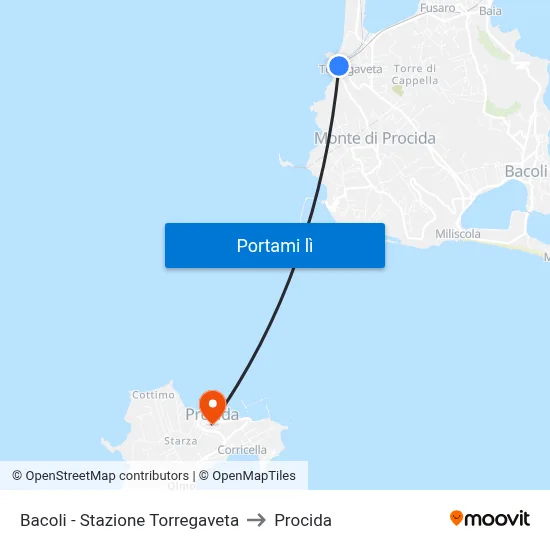 Bacoli - Stazione Torregaveta to Procida map