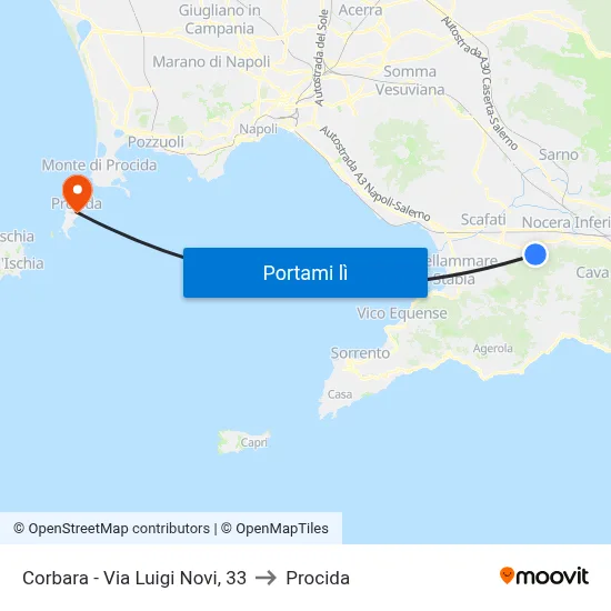 Corbara - Via Luigi Novi, 33 to Procida map