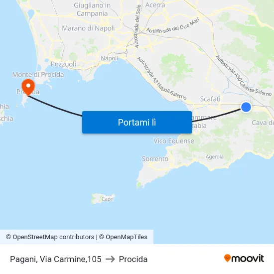 Pagani, Via Carmine,105 to Procida map