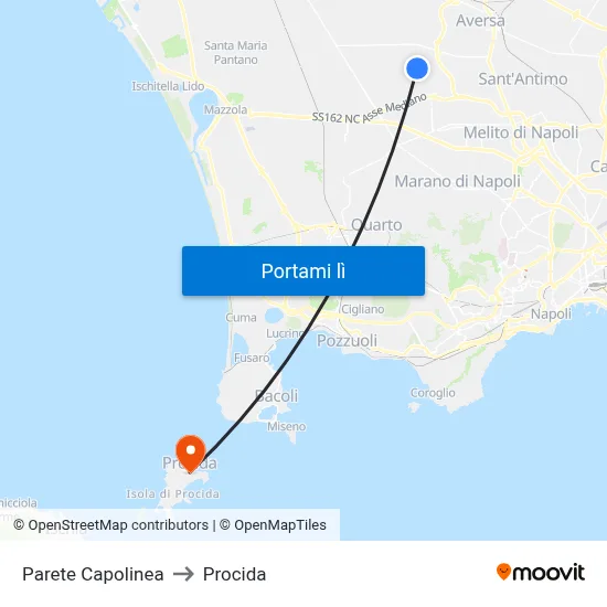 Parete Capolinea to Procida map