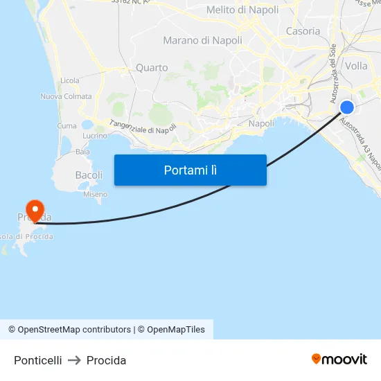 Ponticelli to Procida map