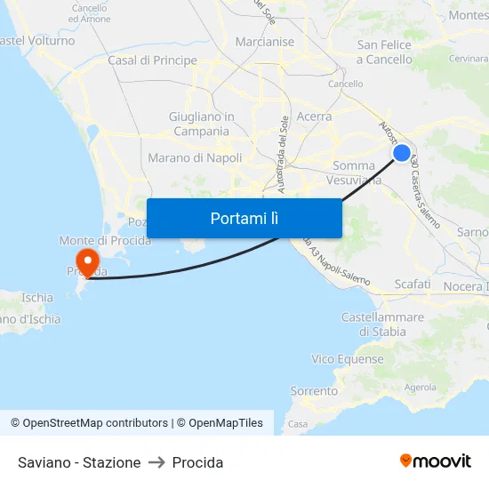 Saviano - Stazione to Procida map