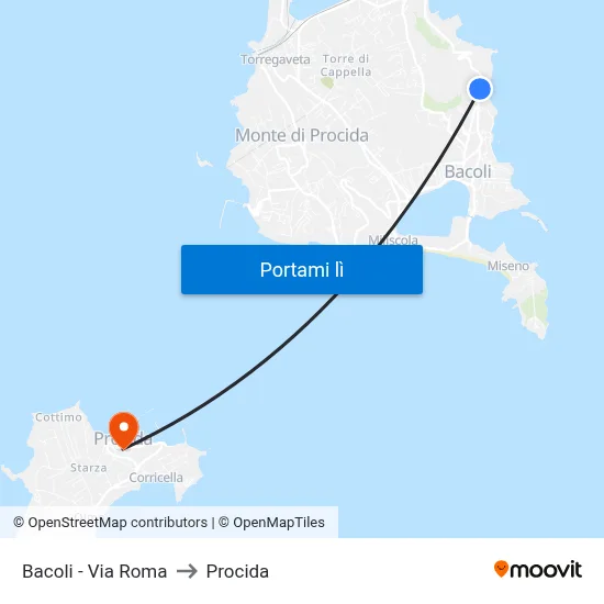 Bacoli - Via Roma to Procida map