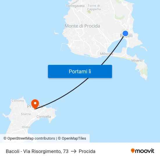 Bacoli - Via Risorgimento, 73 to Procida map