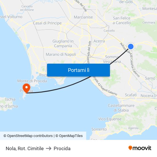 Nola, Rot. Cimitile to Procida map