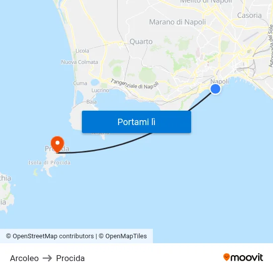 Arcoleo to Procida map