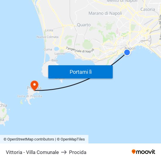 Vittoria - Villa Comunale to Procida map