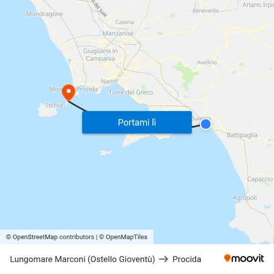 Lungomare Marconi (Ostello Gioventù) to Procida map