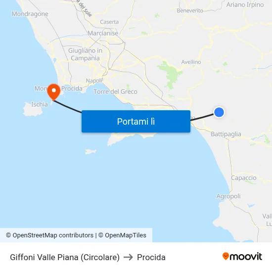 Giffoni Valle Piana (Circolare) to Procida map