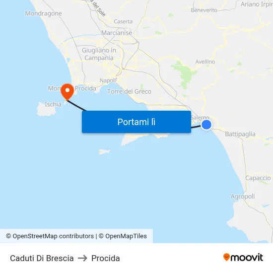 Caduti Di Brescia to Procida map