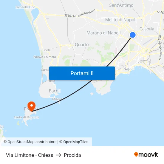 Via Limitone - Chiesa to Procida map