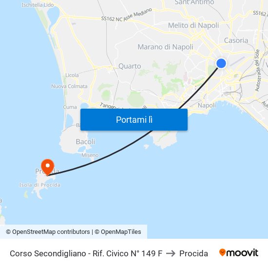 Corso Secondigliano - Rif. Civico N° 149 F to Procida map