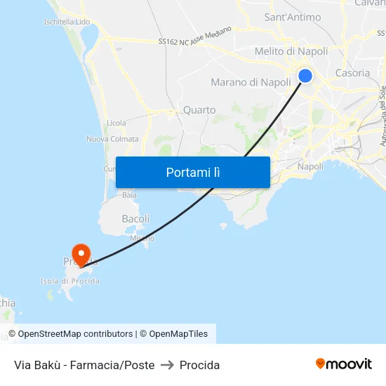 Via Bakù - Farmacia/Poste to Procida map