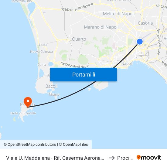 Viale U. Maddalena - Rif. Caserma Aeronautica to Procida map