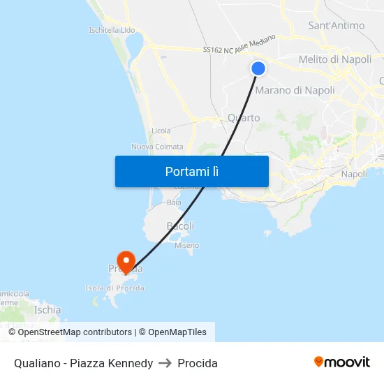 Qualiano - Piazza Kennedy to Procida map