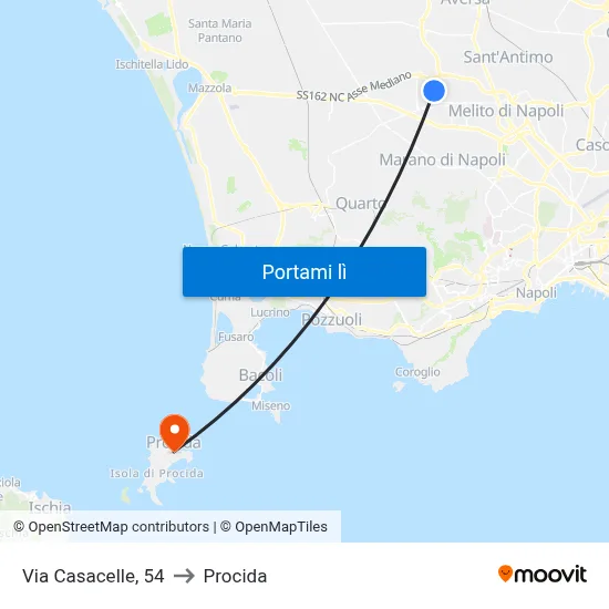 Via Casacelle, 54 to Procida map