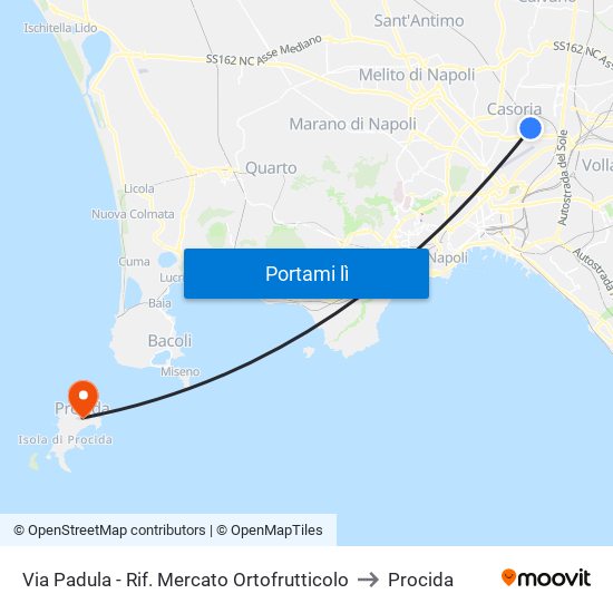 Via Padula - Rif. Mercato Ortofrutticolo to Procida map