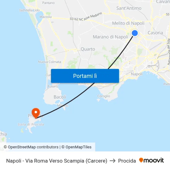 Napoli - Via Roma Verso Scampia (Carcere) to Procida map
