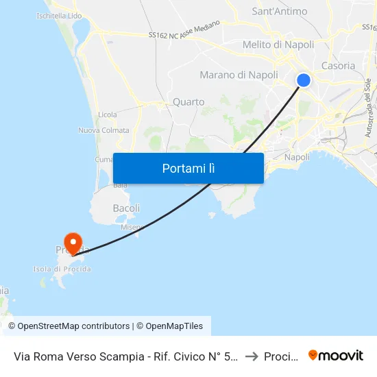 Via Roma Verso Scampia - Rif. Civico N° 56c to Procida map
