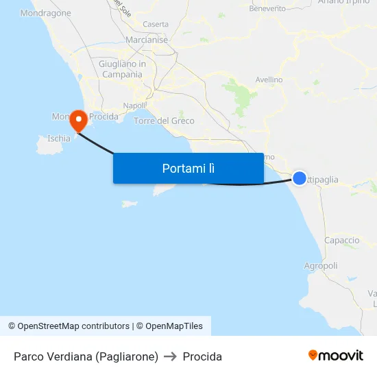 Parco Verdiana (Pagliarone) to Procida map