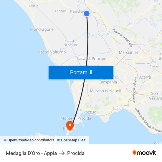 Medaglia D'Oro - Appia to Procida map