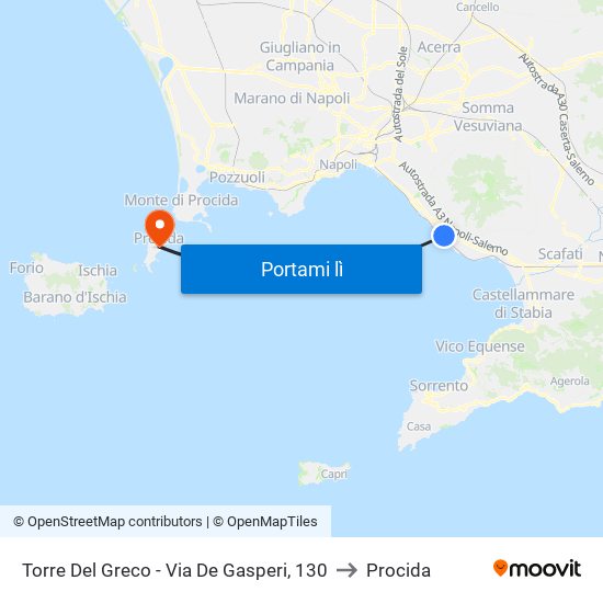 Torre Del Greco - Via De Gasperi, 130 to Procida map