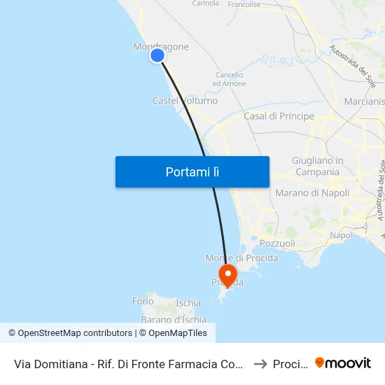 Via Domitiana - Rif. Di Fronte Farmacia Comunale to Procida map