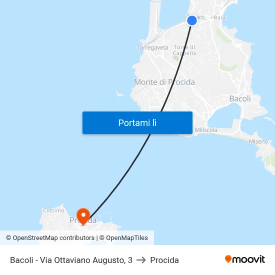 Bacoli - Via Ottaviano Augusto, 3 to Procida map