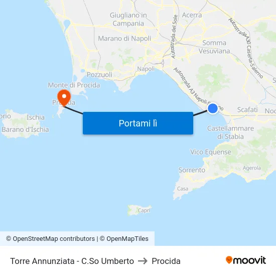 Torre Annunziata - C.So Umberto to Procida map