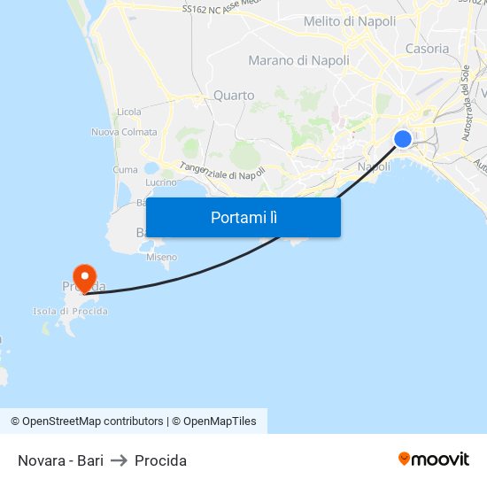 Novara - Bari to Procida map