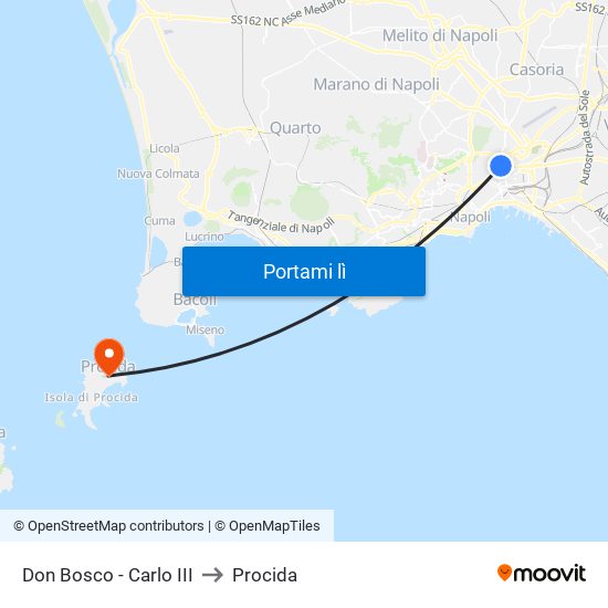 Don Bosco - Carlo III to Procida map