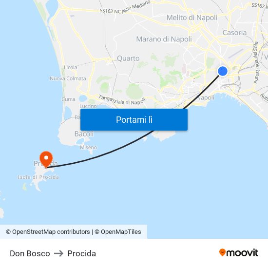 Don Bosco to Procida map