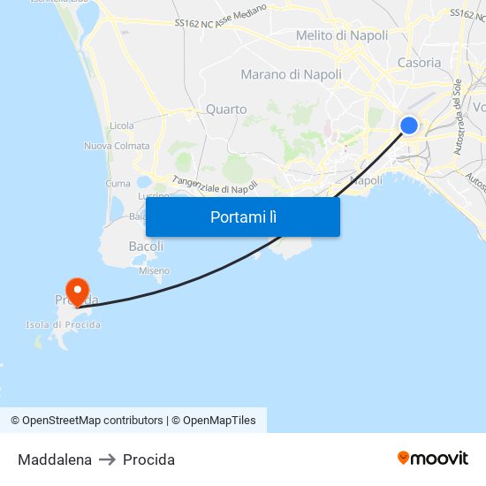 Maddalena to Procida map