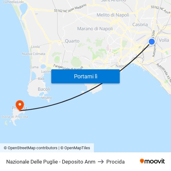 Nazionale Delle Puglie - Deposito Anm to Procida map