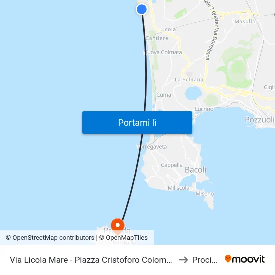 Via Licola Mare - Piazza Cristoforo Colombo to Procida map