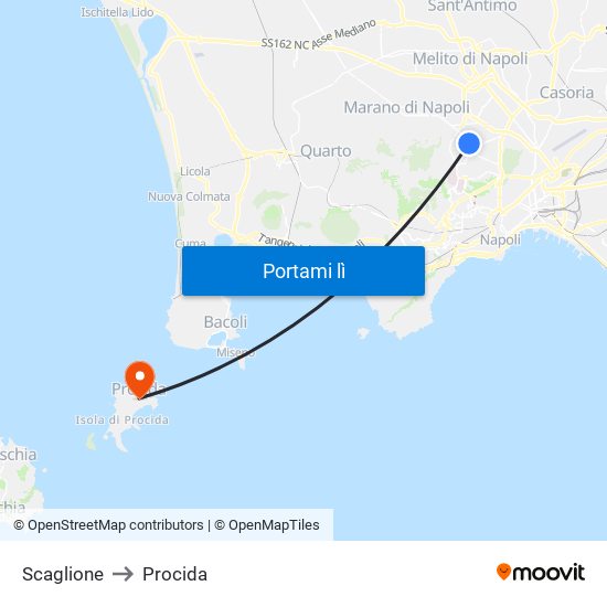 Scaglione to Procida map