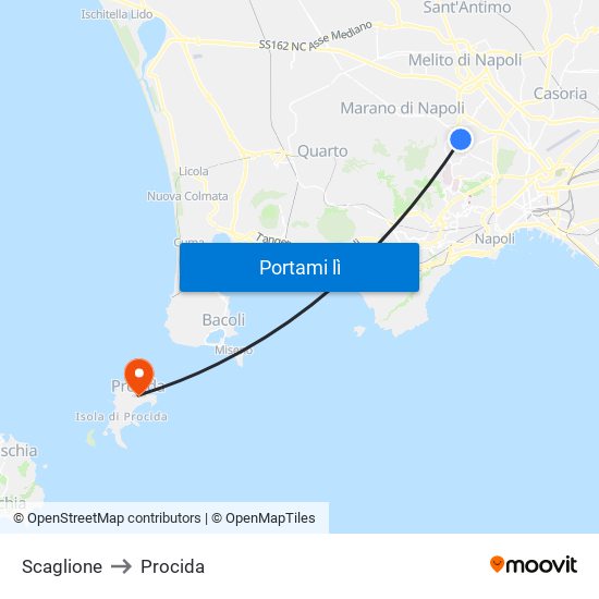 Scaglione to Procida map