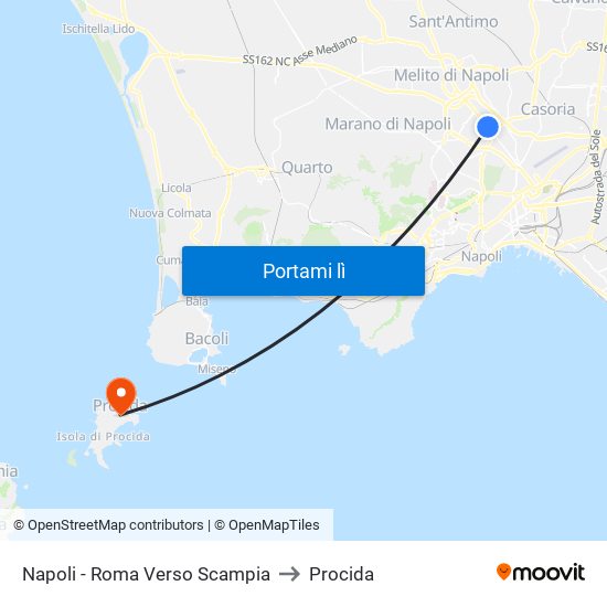 Napoli - Roma Verso Scampia to Procida map