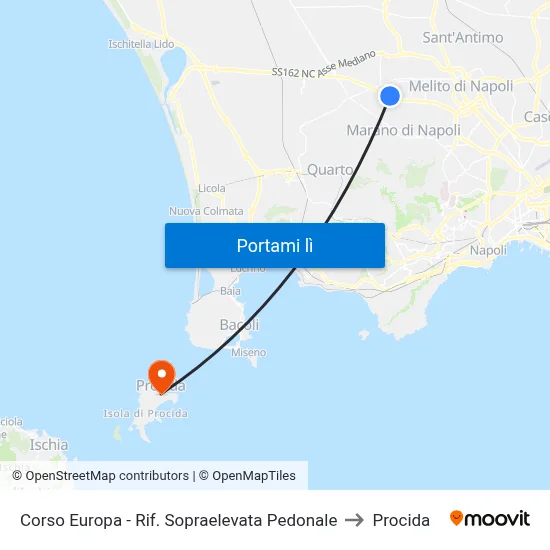 Corso Europa - Rif. Sopraelevata Pedonale to Procida map