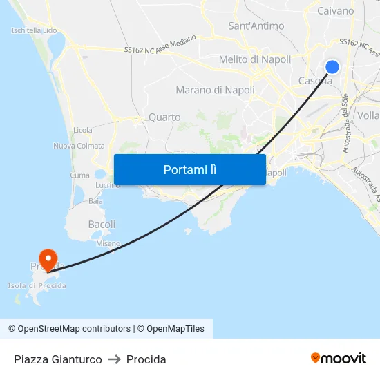 Piazza Gianturco to Procida map