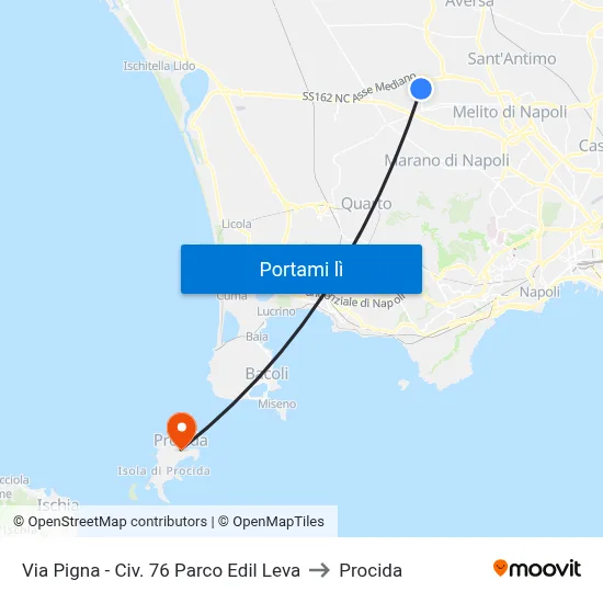 Via Pigna - Civ. 76 Parco Edil Leva to Procida map