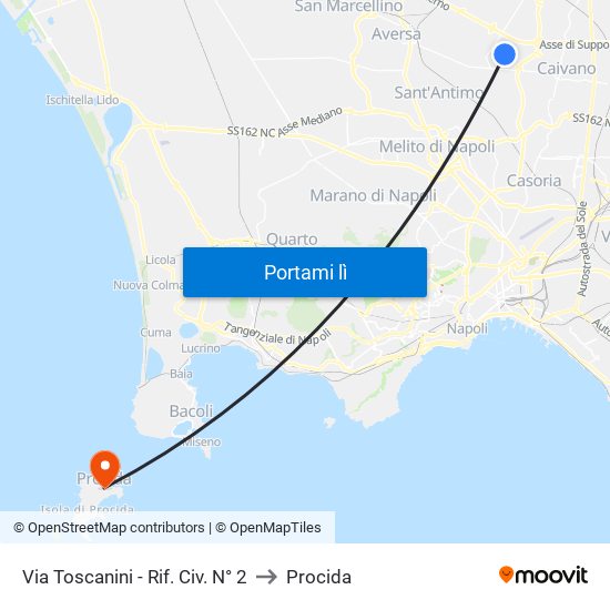 Via Toscanini - Rif. Civ. N° 2 to Procida map