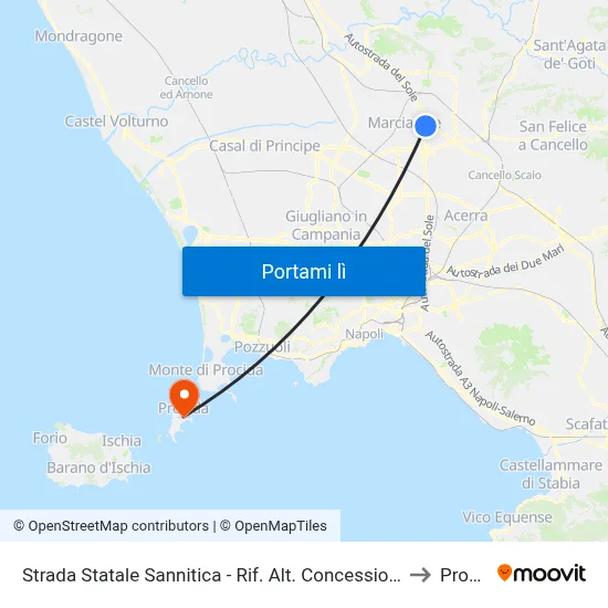 Strada Statale Sannitica - Rif. Alt. Concessionaria Mitsubisci to Procida map