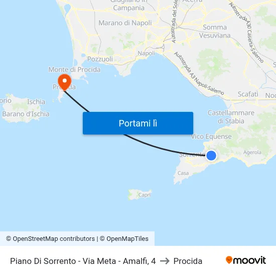Piano Di Sorrento - Via Meta - Amalfi, 4 to Procida map