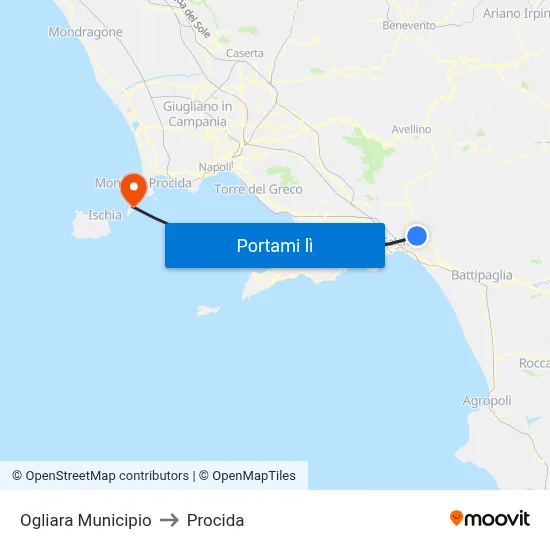 Ogliara Municipio to Procida map